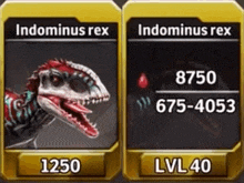 a picture of indominus rex and lvl 40 in a video game