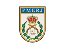 a logo for pmerj grp 1809 with a crown and guns