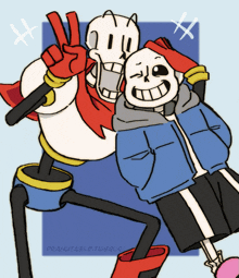 a drawing of papyrus and sans with the name peanutable.tumblr