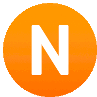 an orange circle with the letter n in the center