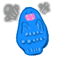 a cartoon of a blue monster with steam coming out of its mouth