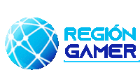 a logo for region gamer has a blue globe in the center