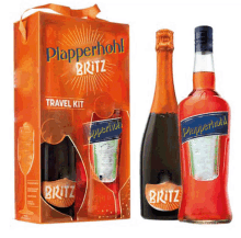 two bottles of plapperhohl britz are next to a travel kit