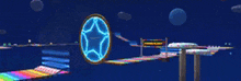 a video game scene with a blue star in the middle of it