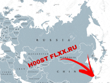 a map of russia with an arrow pointing to hoost flxxx.ru