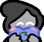 a cartoon of a person covering their mouth with a blue cloth .