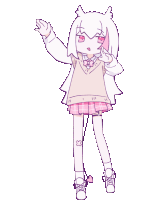 a drawing of a girl wearing a pink and white outfit