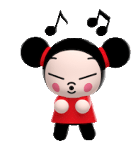 a cartoon character with music notes coming out of her ears