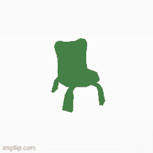 a frog is sitting on a green chair with a red mouth