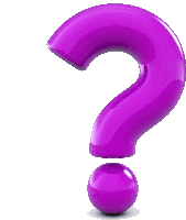 a purple question mark with a purple ball underneath it on a white background