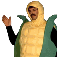 a man wearing a corn on the cob costume