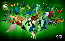 a poster for ben 10 ultimate alien with cartoon network