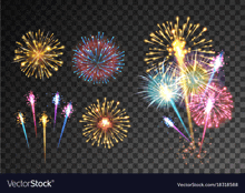 a set of fireworks on a transparent background .