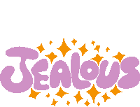 a logo that says jealous in purple and orange