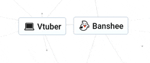 two buttons with the words banshee and vtuber written on them