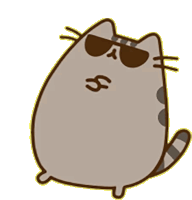 a cartoon cat wearing sunglasses has a s on its face