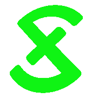 a green letter x with a white outline on a white background