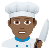 an illustration of a chef holding a knife and smiling