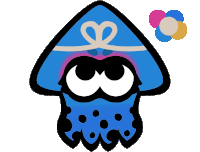 an illustration of a blue squid with a heart on its hat