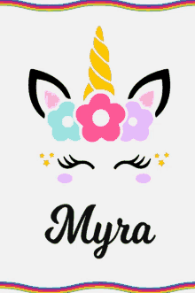 a picture of a unicorn with the name myra written below it