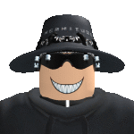 a roblox character wearing a black hat and sunglasses