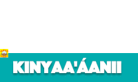 a blue sign with the word kinyaa 'aanii on it