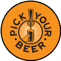 an orange circle with the words " pick your beer " around it