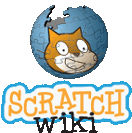 a logo for scratch wiki with a cat on a puzzle globe