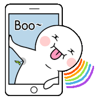 a cartoon of a ghost sticking its tongue out while looking at a cell phone .