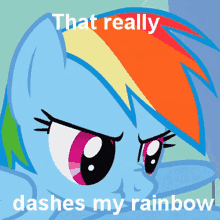 a picture of a rainbow dash with the words that really dashes my rainbow