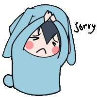 a drawing of a person in a bunny costume with the word sorry below it