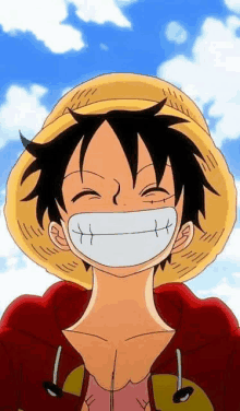 monkey d luffy from one piece is wearing a straw hat and a red jacket