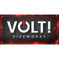 a black and red sign that says volt fireworks on it