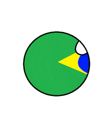 a green circle with a yellow and blue triangle in it