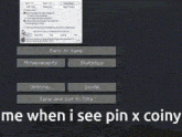 a screenshot of a video game with the words " me when i see pin x coiny "