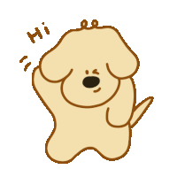 a cartoon drawing of a dog with the word hi above it