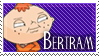 a cartoon character is making a funny face on a purple background with the name beriram .