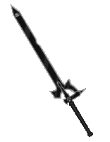 a black sword with a silver emblem on the blade