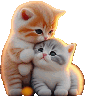 a painting of two kittens hugging each other with a white background