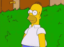 a cartoon of homer simpson standing in a grassy field