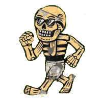 a drawing of a skeleton wearing sunglasses