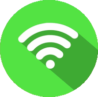 a green circle with a white icon of a wifi signal