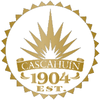 a logo for cascahuin 1904 est has a gold leaf on it