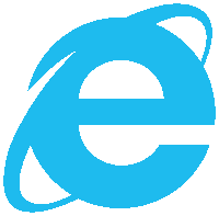 a blue circle with the letter e inside