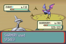 a video game screen shows a pokemon named zubat