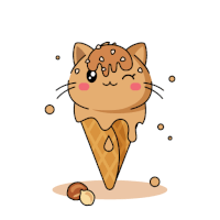 a cat shaped ice cream cone with chocolate sprinkles