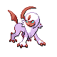 a pixel art of a purple and white pokemon with red wings and claws .