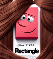 a poster for disney pixar 's rectangle with a cartoon face