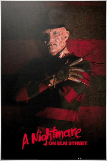 a poster for a nightmare on elm street with freddy krueger on it