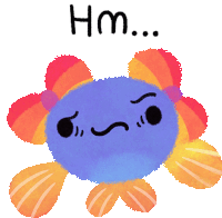 a cartoon drawing of a fish with the word hm written above it